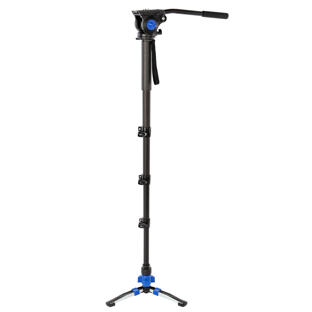 Video-Monopod mit Fluid-Kopf & Standspinne – 185cm Höhe, leicht & stabil, inkl. Tasche