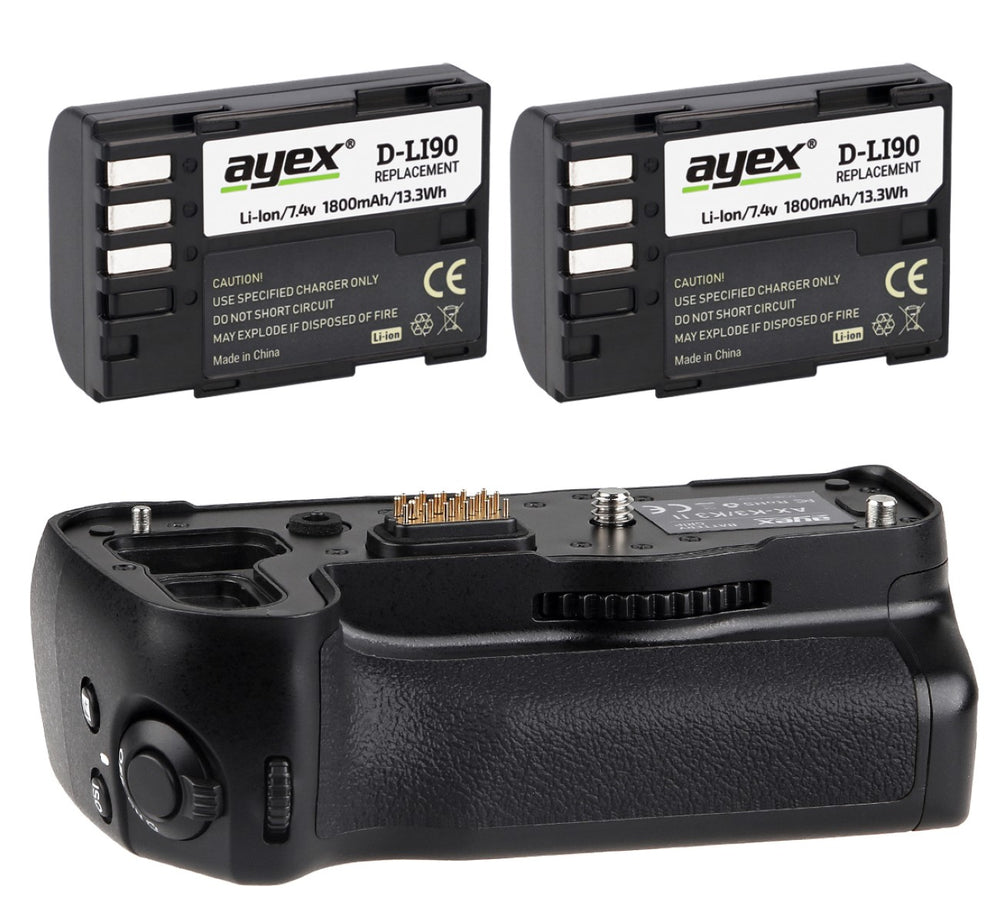 Batteriegriff Set für Pentax K3 K3II wie D-BG5 + 2x D-Li90 Akku