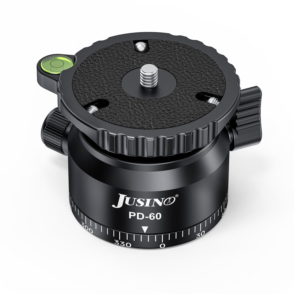 JUSINO Stativ-Nivellierbasis Neigekopf mit 360° Panorama-Funktion und ±15° Neigung PD-60
