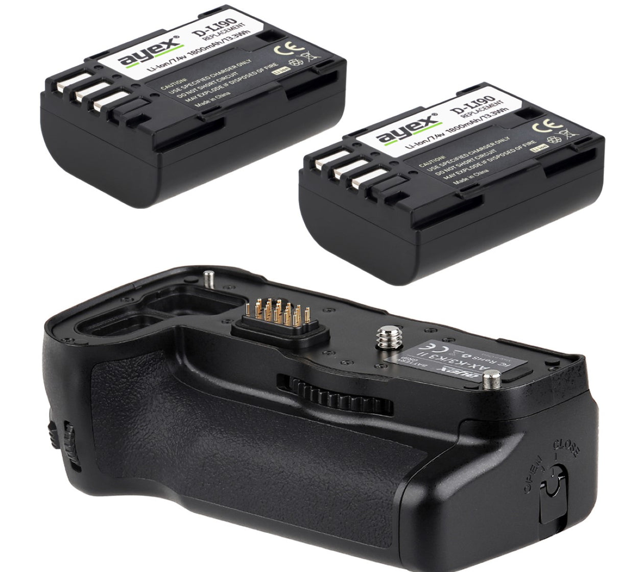 Batteriegriff Set für Pentax K3 K3II wie D-BG5 + 2x D-Li90 Akku
