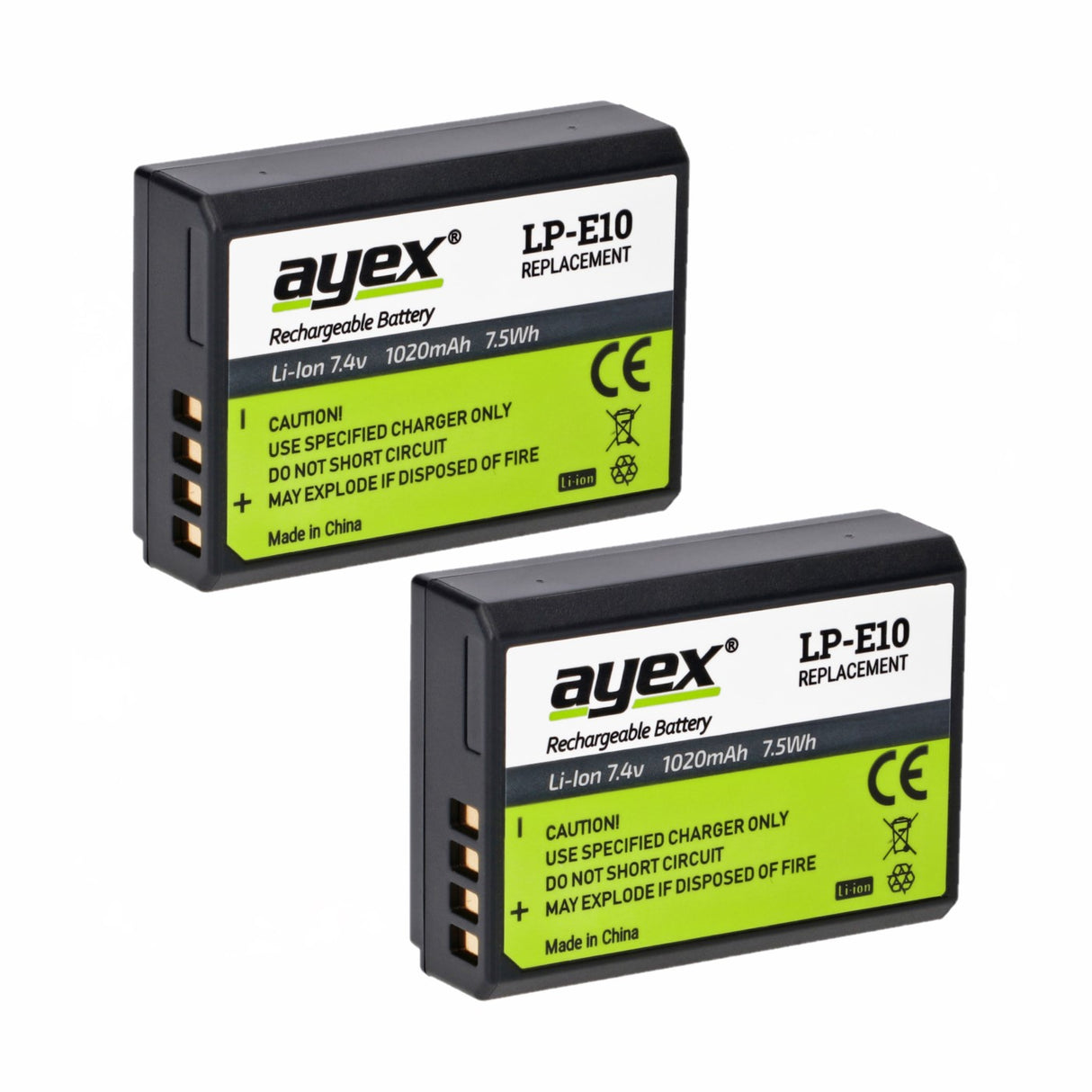 ayex Power Set mit 2x LP-E10 Akku + USB Dual-Ladegerät Für zB Canon EOS 1300D Rebel T3 Kiss X50