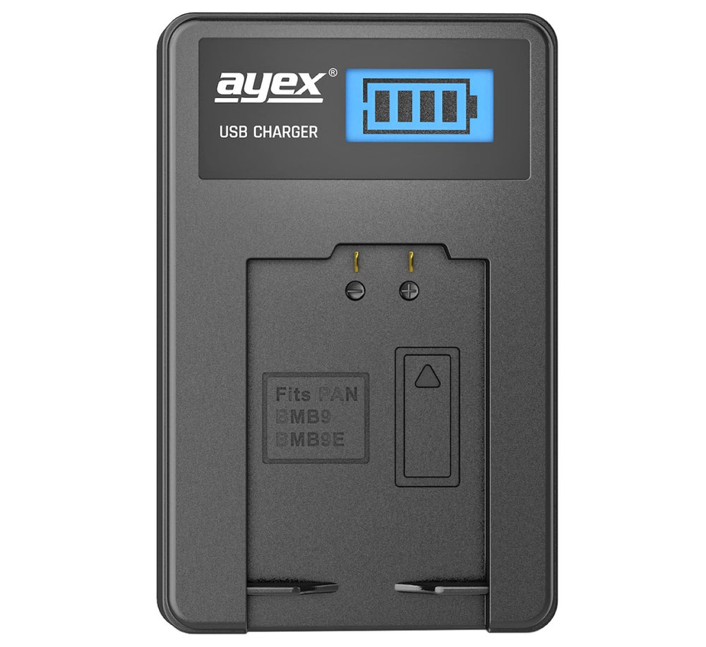 USB Ladegerät für Panasonic DMW-BMB9E Akkus beleuchtetes Display Ladestandanzeige
