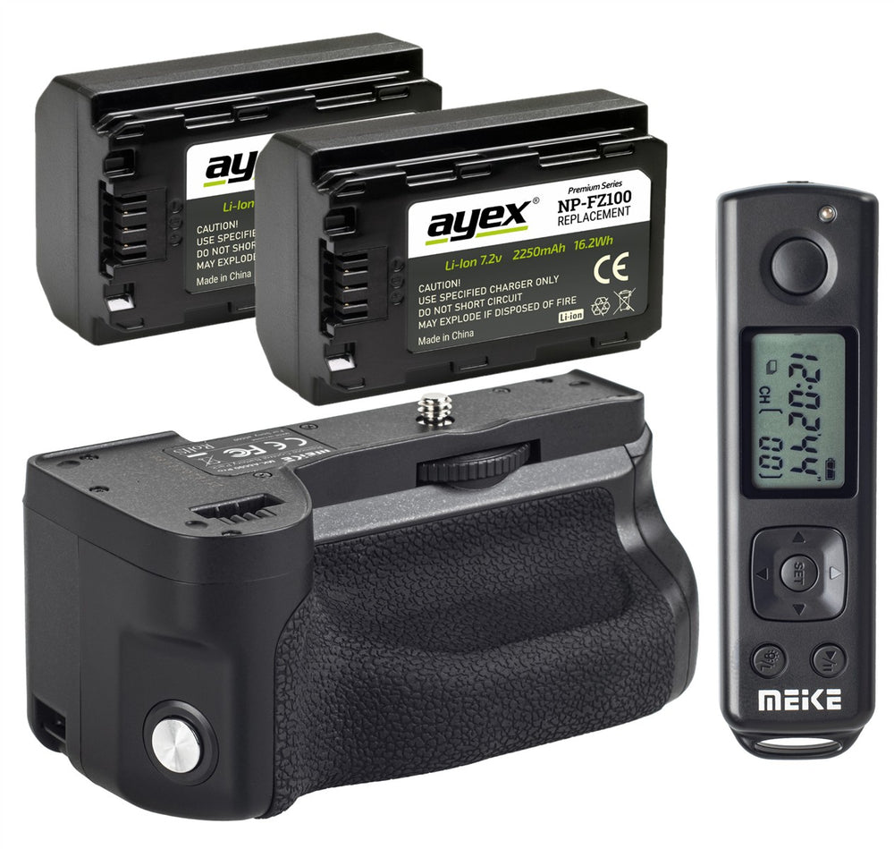 Meike Batteriegriff Set MK-A6600 Pro Batteriegriff und Fernauslöser für Sony A6600 + 2x ayex NP-FZ100 Akku