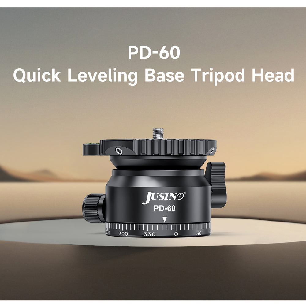 JUSINO Stativ-Nivellierbasis Neigekopf mit 360° Panorama-Funktion und ±15° Neigung PD-60