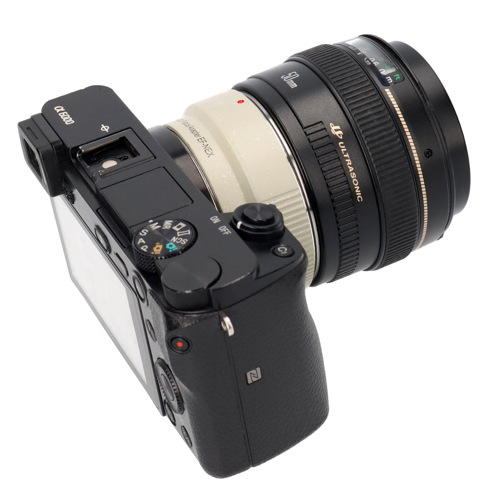 Objektivadapter AF Autofokus Canon EF/EF-S-Objektiv auf Sony E-Mount-Kamera EF-NEX II Weiß
