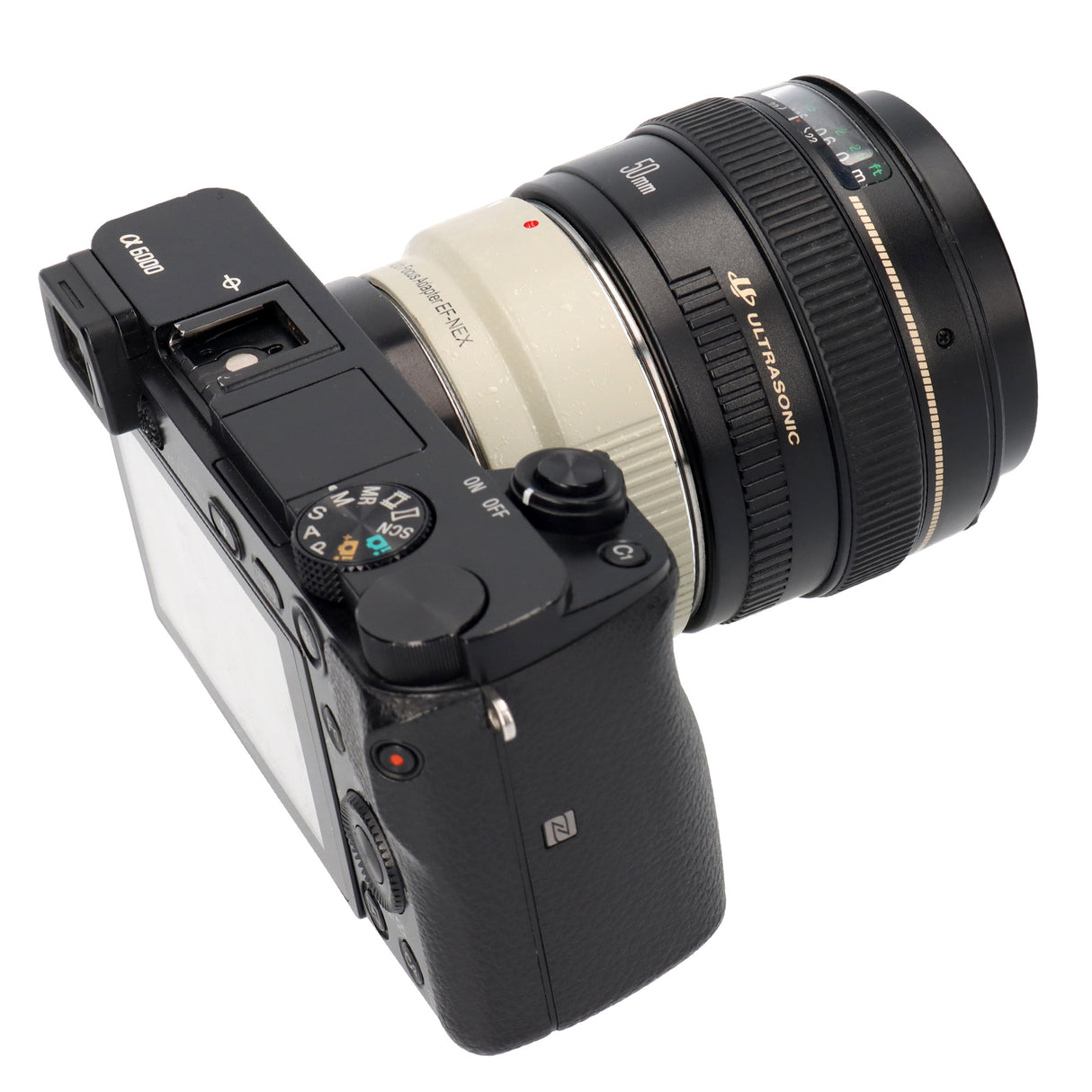 Objektivadapter AF Autofokus Canon EF/EF-S-Objektiv auf Sony E-Mount-Kamera EF-NEX II Weiß