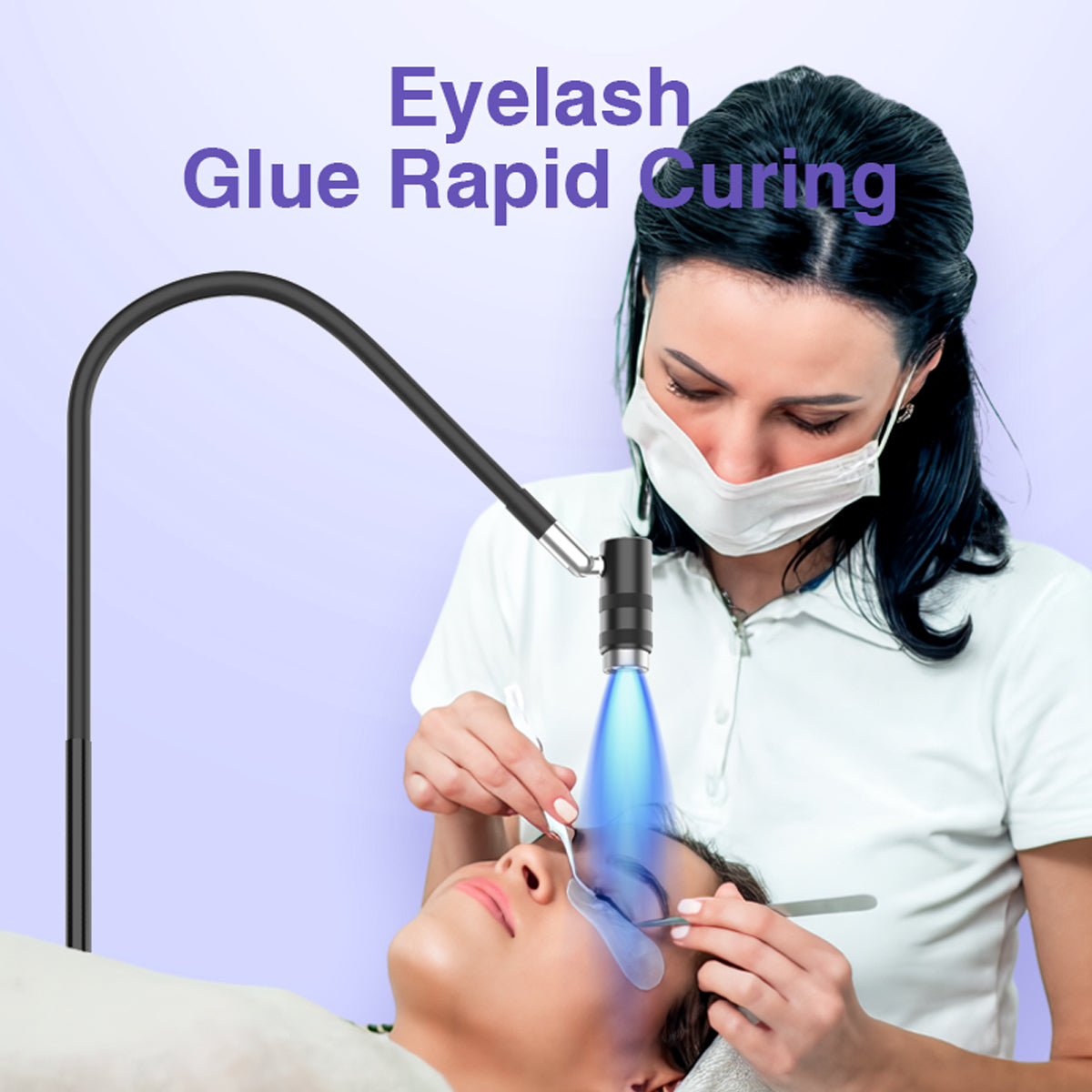 UV-Lash-Lampe Beauty Light 360° Touch-Dimmung 5 Lichtstufen Fußschalter Brille