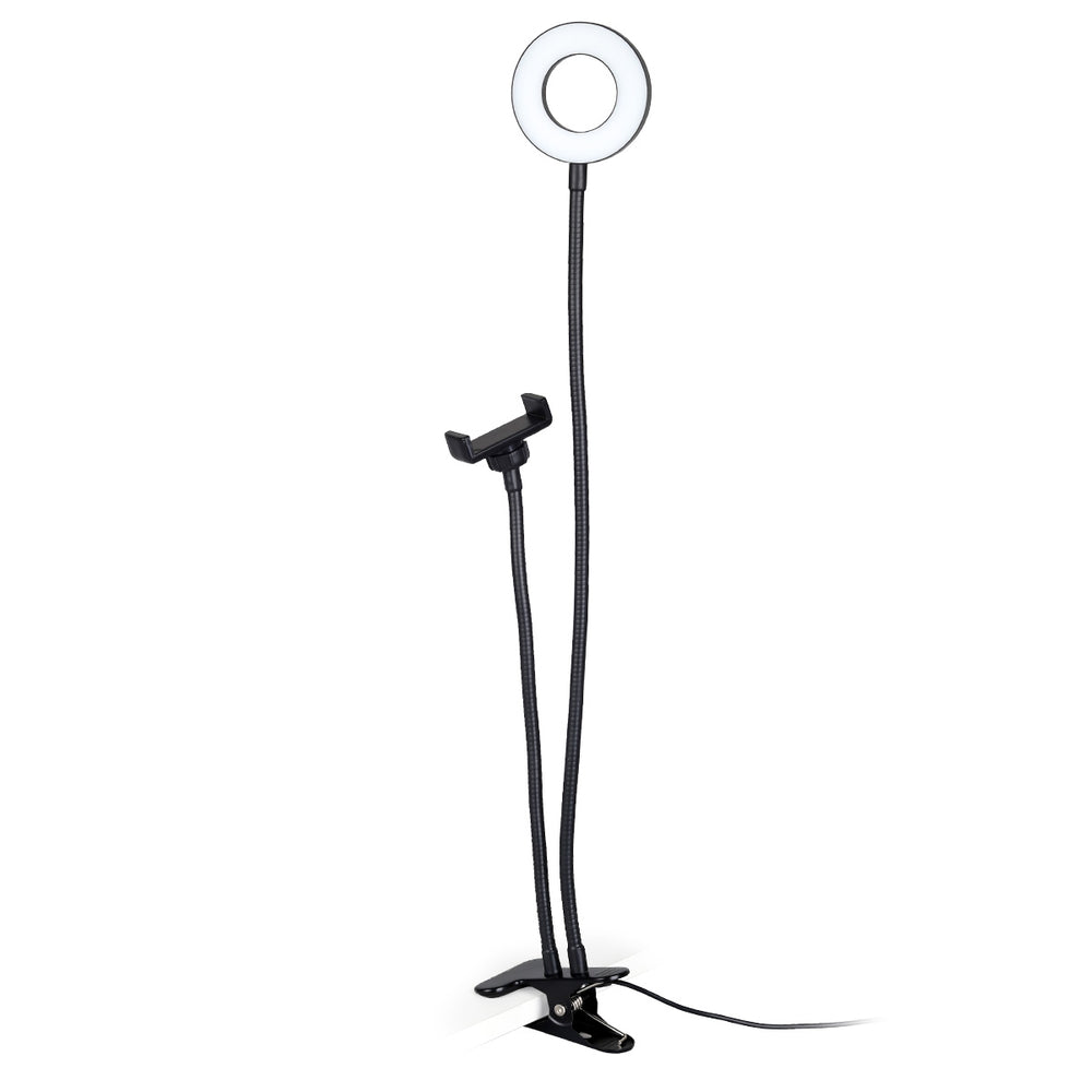 ayex Smartphonehalterung, LED-Licht mit USB - dimmbar, warmes und kaltes Licht (schwarz, weiß)