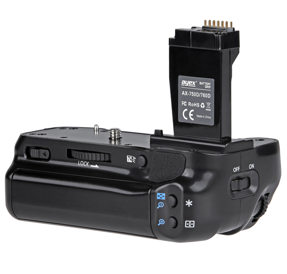 Batteriegriff Set für Canon EOS 760D 750D IX8 T6S T6I + 2x LP-E17 Akku + 1x USB Dual Ladegerät wie BG-E18