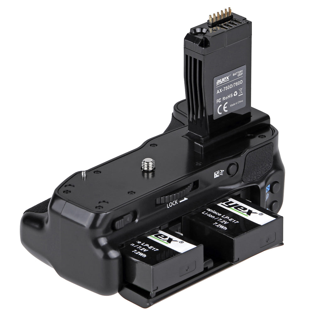 Batteriegriff Set für Canon EOS 760D 750D IX8 T6S T6I + 2x LP-E17 Akku + 1x USB Dual Ladegerät wie BG-E18