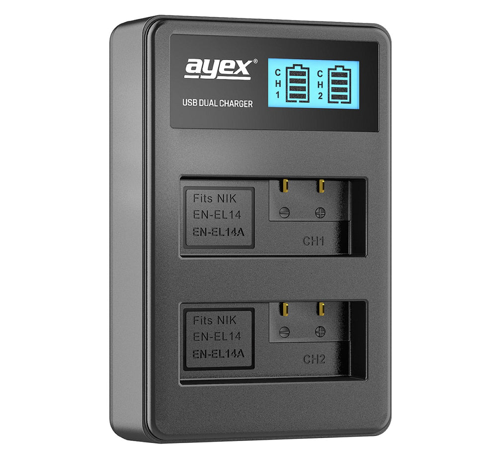 Batteriegriff Set für Nikon D3400 + IR-Fernauslöser + 2x EN-EL14 Akku + 1x USB Dual Ladegerät