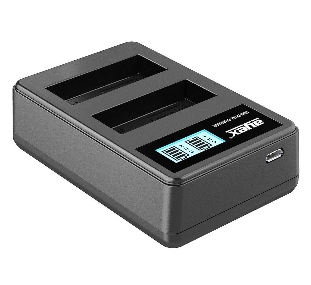 USB Dual Ladegerät für Nikon EN-EL14 Akkus beleuchtetes Display Ladestandanzeige
