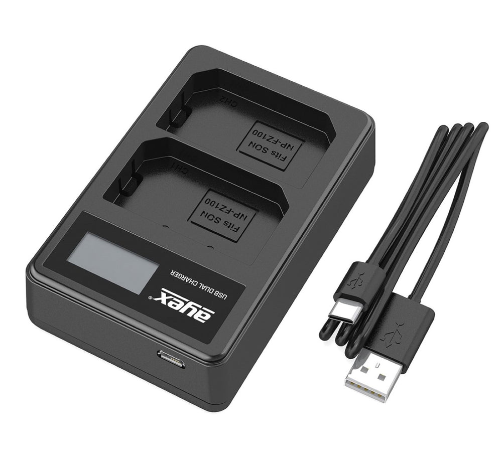 Batteriegriff Set für Sony Alpha A9 A7R III A7 III + 2x NP-FZ100 Akku + 1x USB Dual Ladegerät