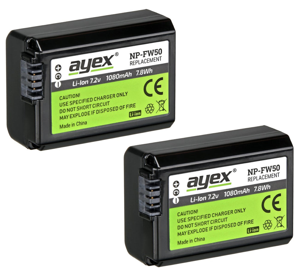 Batteriegriff Set für Sony Alpha A6300 A6000 + 2x NP-FW50 Akku + 1x USB Dual Ladegerät