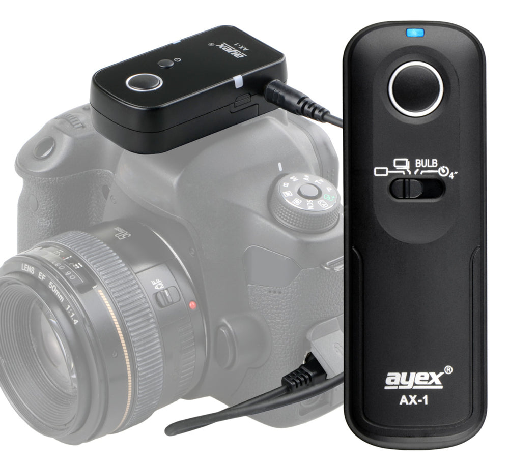 Funk Fernauslöser AX-1 DC0 zB Nikon Z9 Z8 D850 D700 D5 D4S D3 Auslösung Serie Bulb Delay