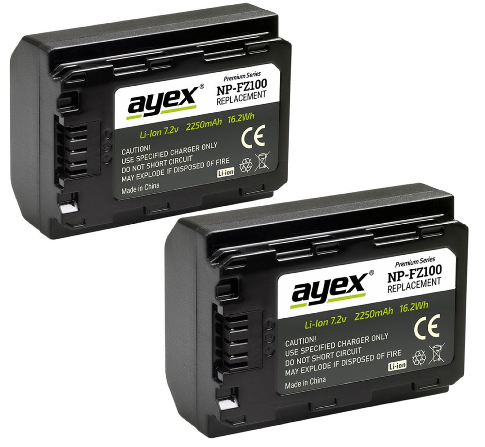 ayex Power Set mit 2x NP-FZ100 Akku + 1x USB Dual Ladegerät zB Sony Alpha A7R III A9 II Alpha 1