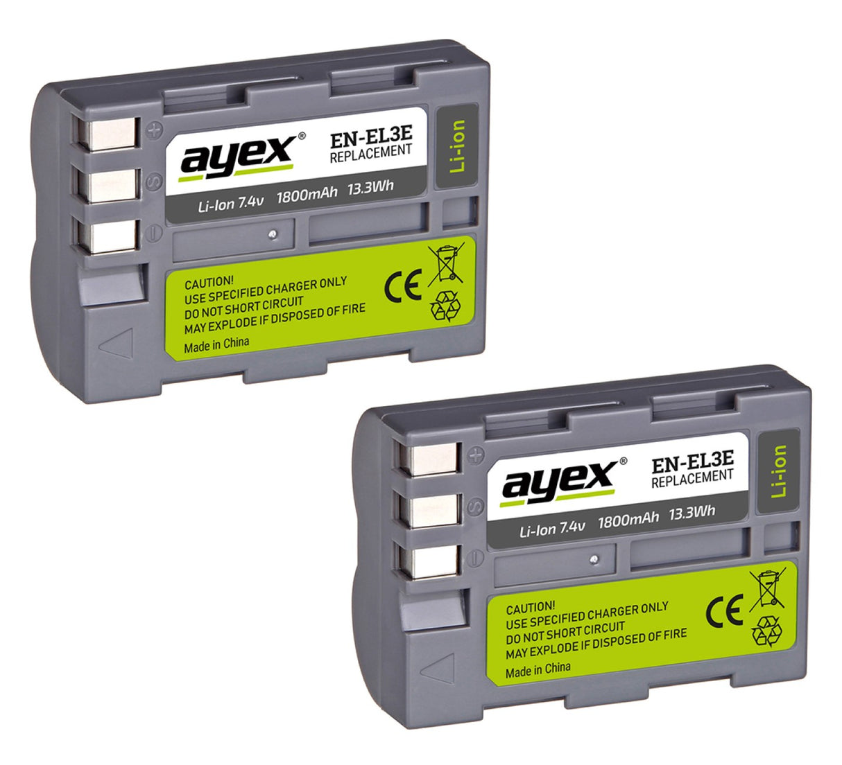 ayex Power Set mit 2x EN-EL3E Akku + 1x USB Dual Ladegerät für z.B. Nikon D700 D300s D200 D100 D90