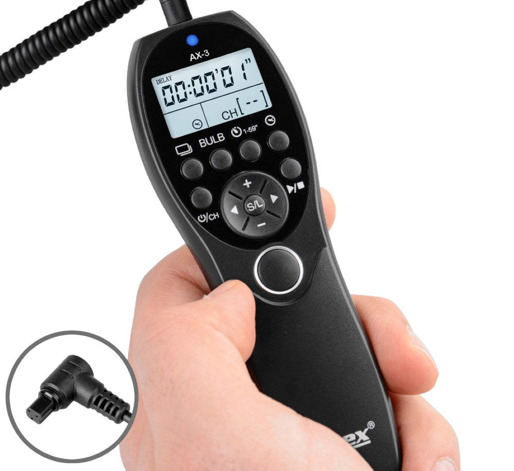 Timer Fernauslöser AX-3 N3 zB Canon EOS R5 1D X Mark II 5D Mark IV 5DS 6D 7D Mark II Serie Bulb Delay Fokussieren