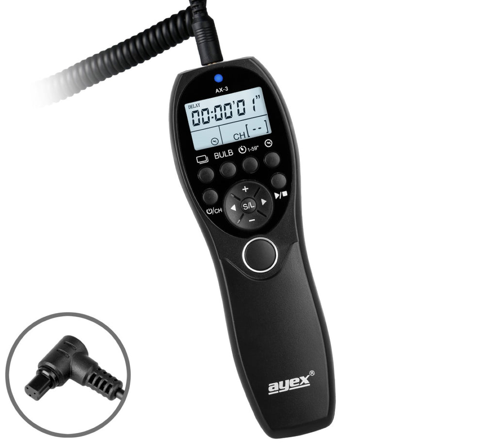 Timer Fernauslöser AX-3 N3 zB Canon EOS R5 1D X Mark II 5D Mark IV 5DS 6D 7D Mark II Serie Bulb Delay Fokussieren