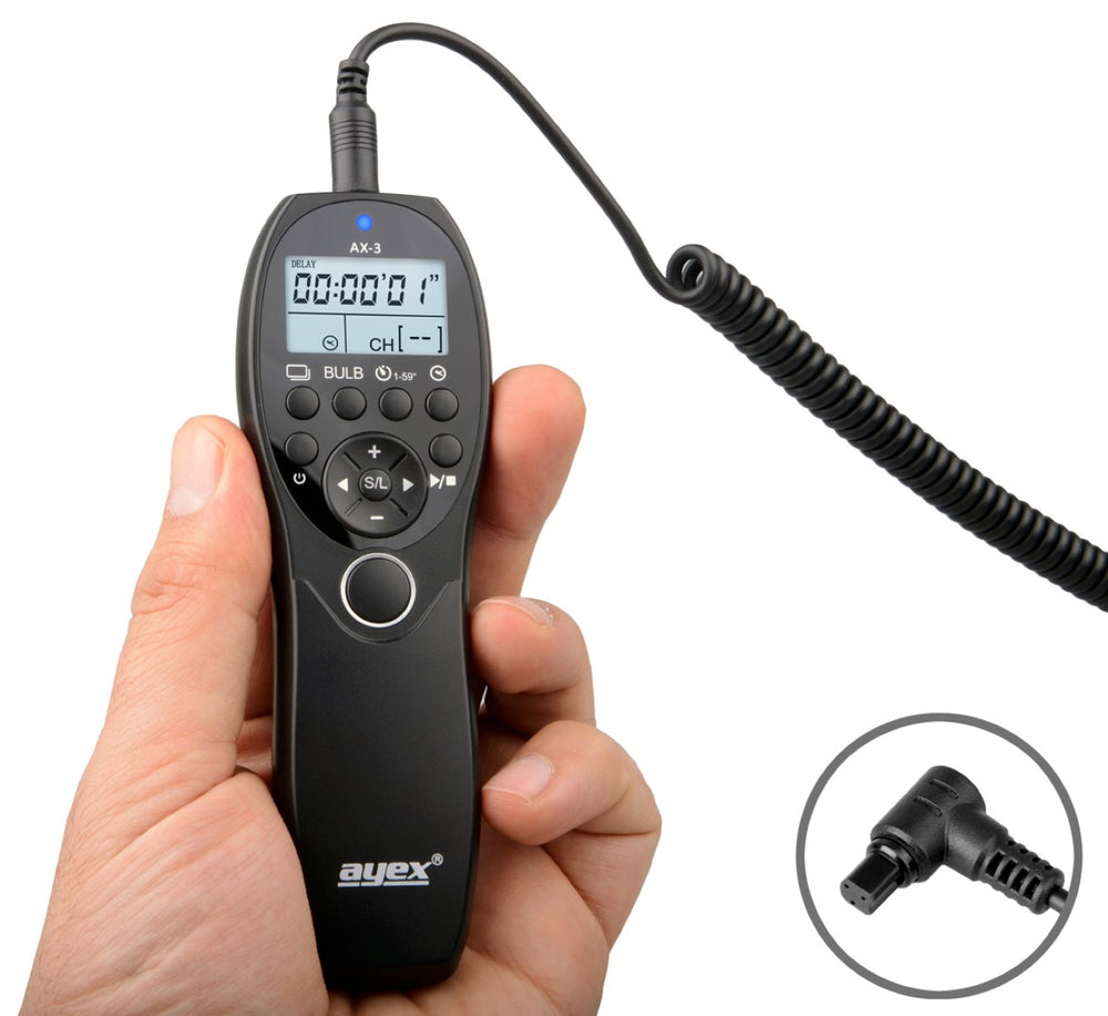 Timer Fernauslöser AX-3 N3 zB Canon EOS R5 1D X Mark II 5D Mark IV 5DS 6D 7D Mark II Serie Bulb Delay Fokussieren