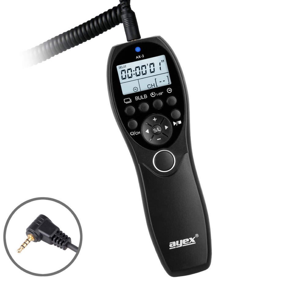Timer Fernauslöser AX-3 RS-2 zB Panasonic DMC-FZ2500 DS1 G85 G7 GX8 DC-GH5S G9 FZ250 Serie Bulb Delay Fokussieren