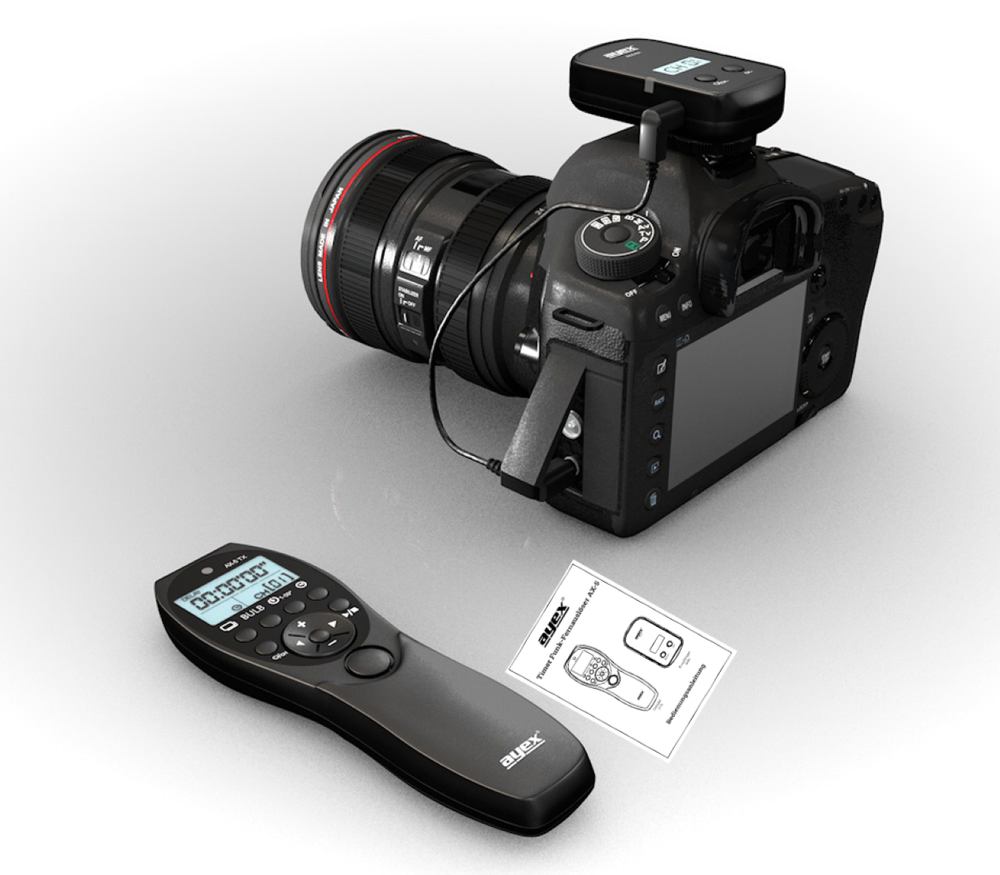 Funk Timer Fernauslöser AX-5 N3 zB Canon EOS R5 1D X Mark II 5D Mark IV 5DS 6D 7D Mark II Serie Bulb Delay Fokussieren
