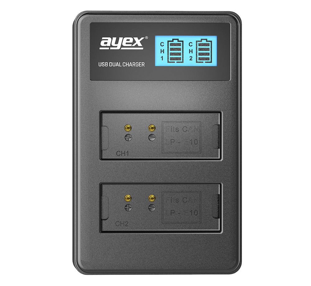 ayex Power Set mit 2x LP-E10 Akku + USB Dual-Ladegerät Für zB Canon EOS 1300D Rebel T3 Kiss X50