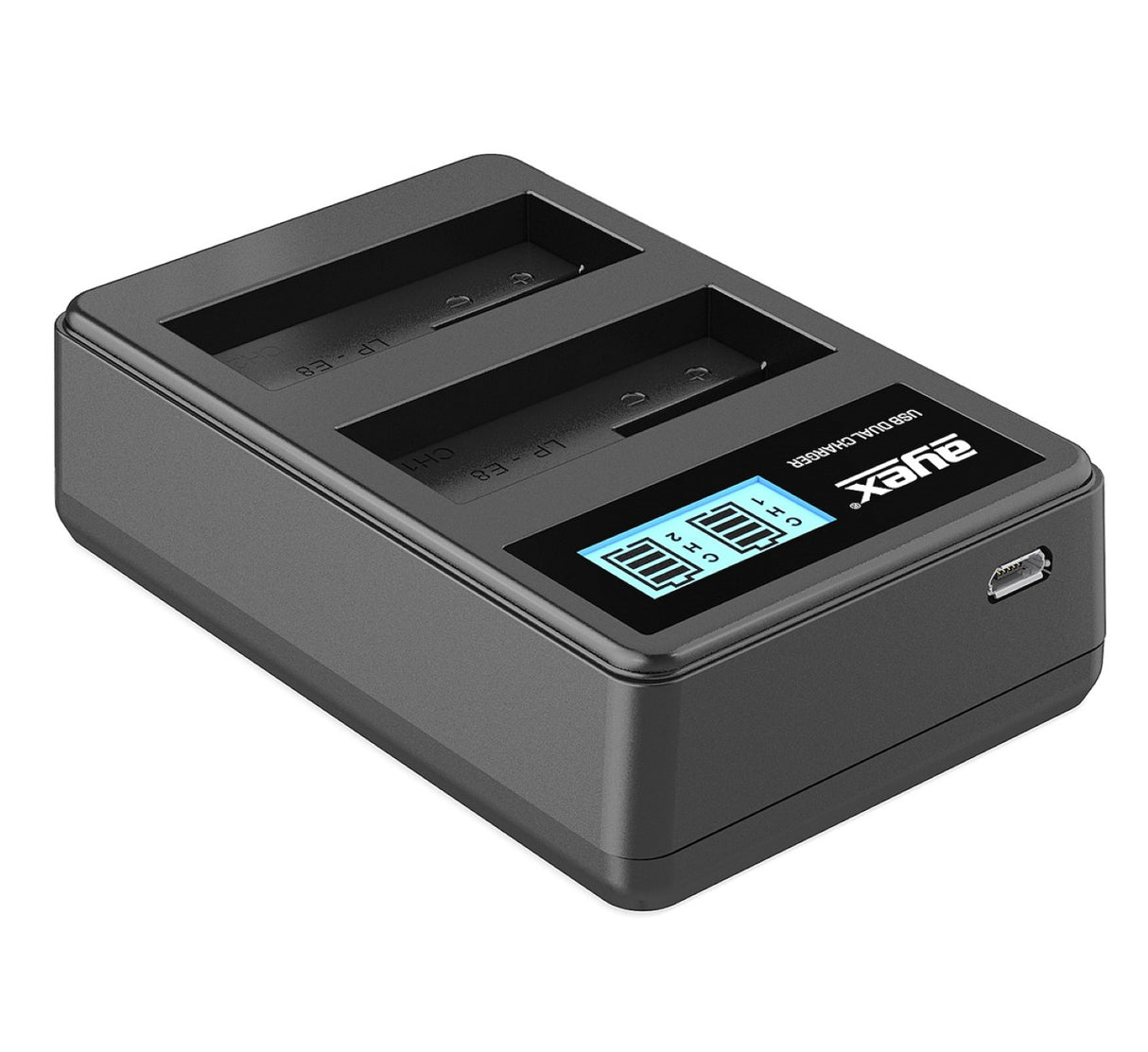USB Dual Ladegerät für Canon LP-E8 Akkus beleuchtetes Display Ladestandanzeige