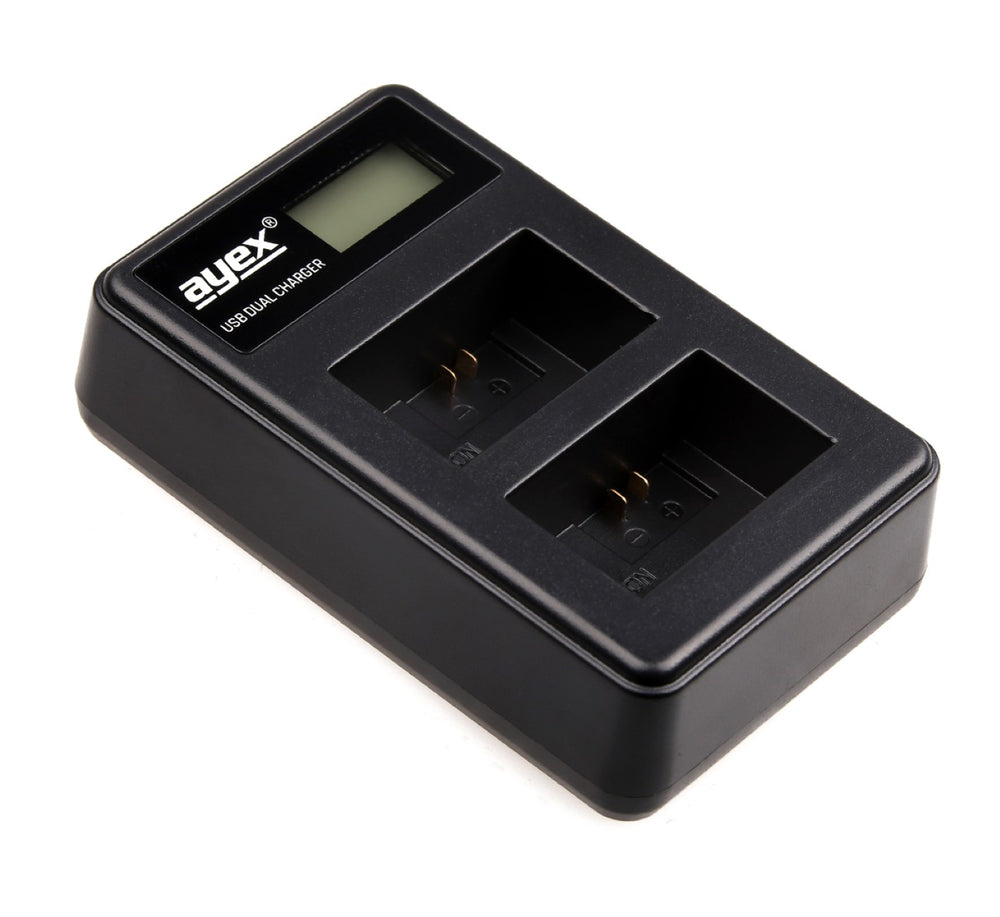 USB Dual Ladegerät für Sony NP-FW50 Akkus beleuchtetes Display Ladestandanzeige