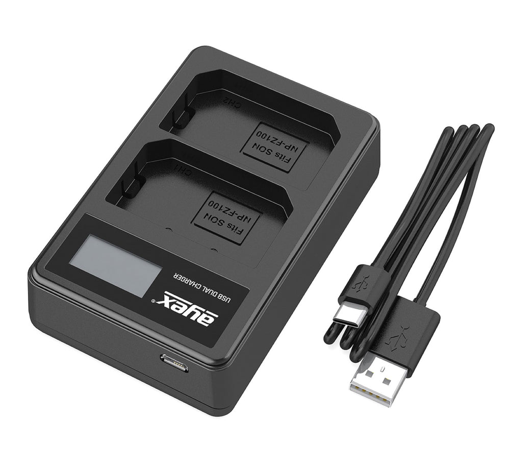 ayex Power Set mit 2x NP-FZ100 Akku + 1x USB Dual Ladegerät zB Sony Alpha A7R III A9 II Alpha 1