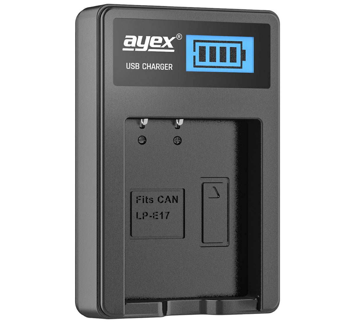USB Ladegerät für Canon LP-E17 Akkus beleuchtetes Display Ladestandanzeige