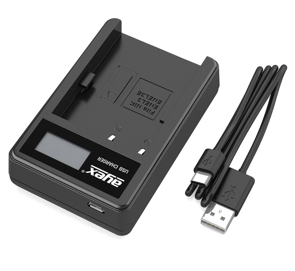 USB Ladegerät für Nikon EN-EL3 EN-EL3e Akkus beleuchtetes Display Ladestandanzeige