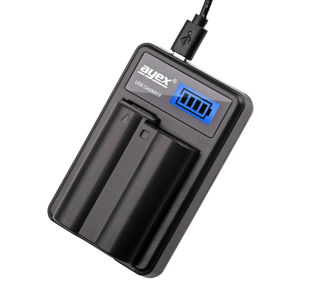 USB Ladegerät für Nikon EN-EL15 Akkus beleuchtetes Display Ladestandanzeige