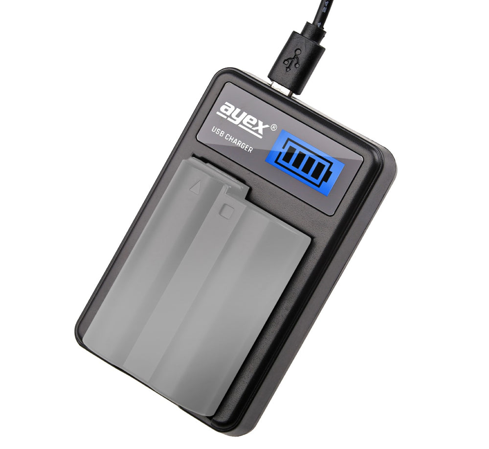 USB Ladegerät für Canon LP-E17 Akkus beleuchtetes Display Ladestandanzeige