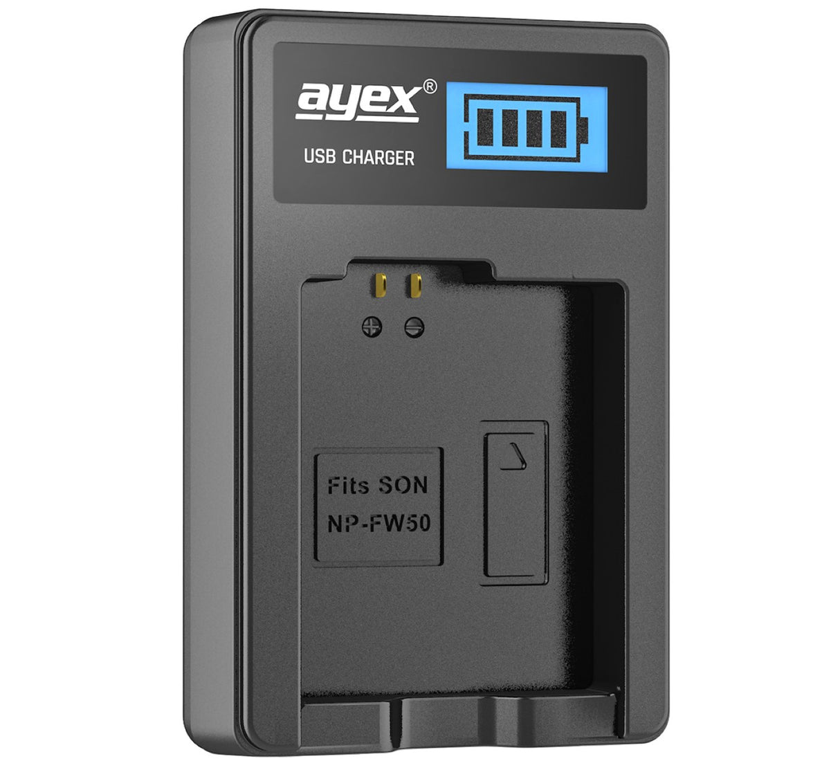 USB Ladegerät für Sony NP-FW50 Akkus beleuchtetes Display Ladestandanzeige
