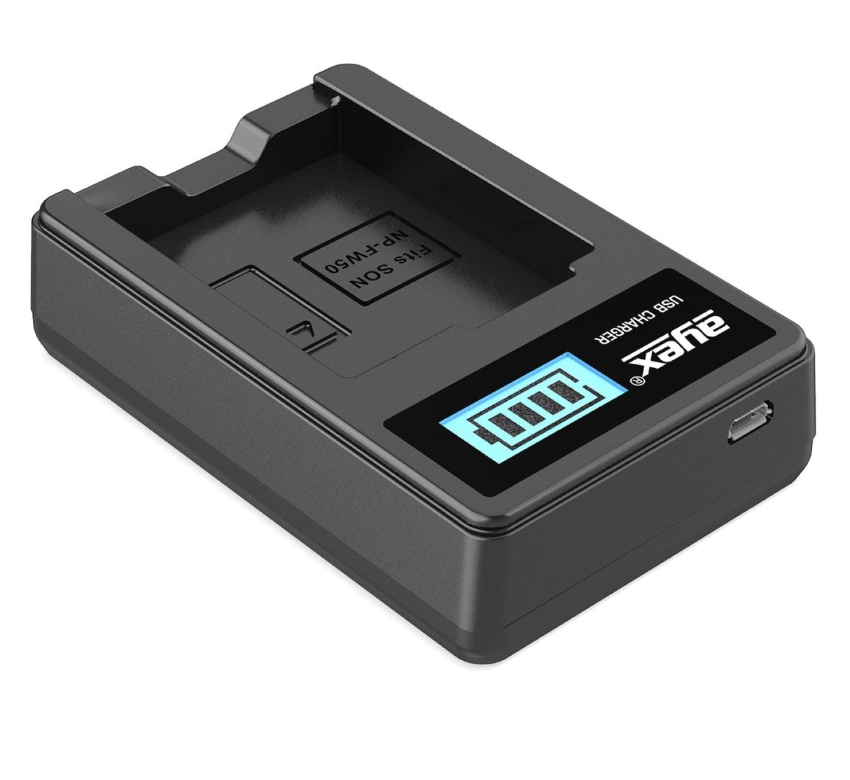USB Ladegerät für Sony NP-FW50 Akkus beleuchtetes Display Ladestandanzeige