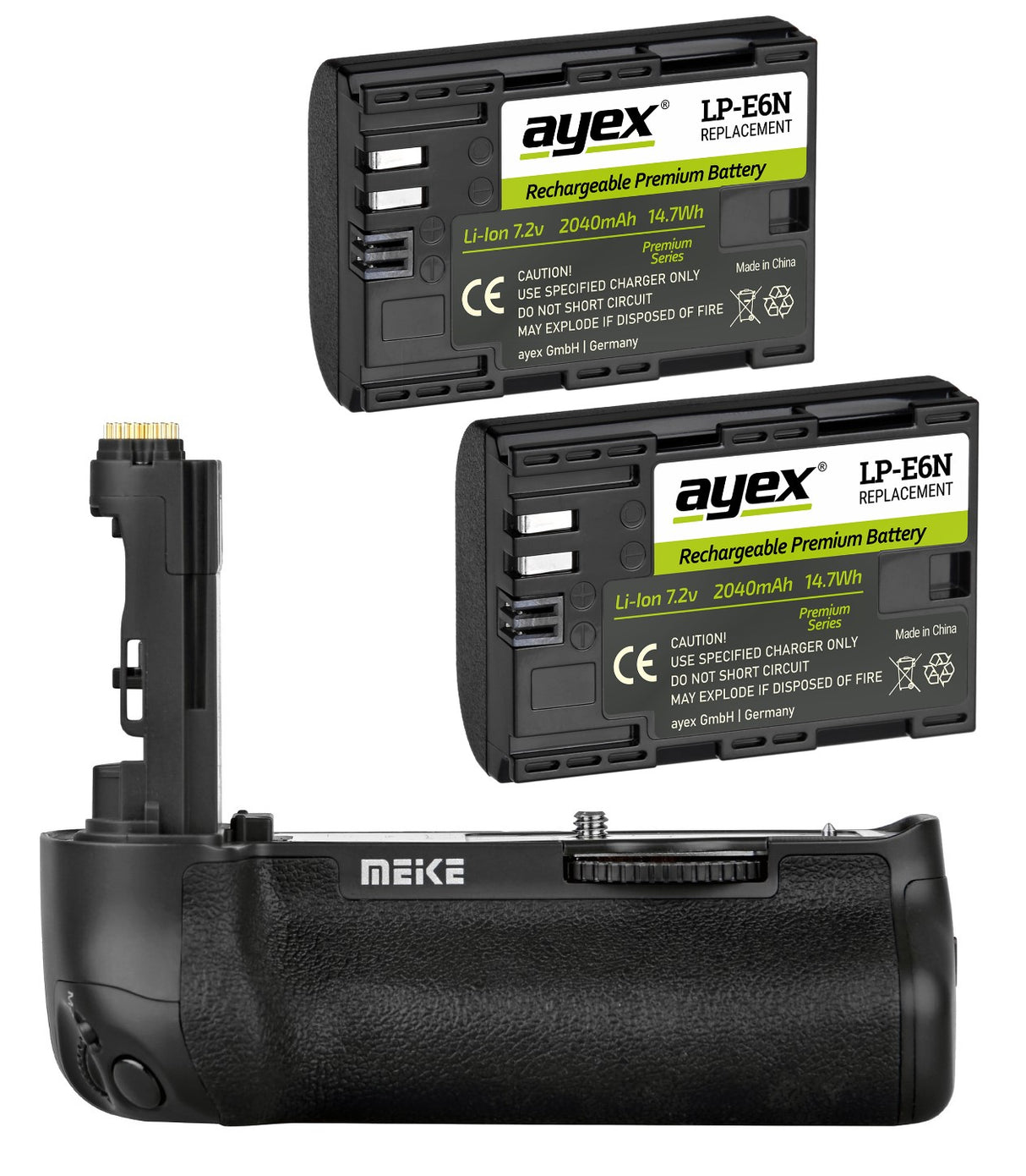 Meike Batteriegriff Set MK-5D4 für Canon EOS 5D Mark IV wie BG-E20 + 2x ayex LP-E6N Akku