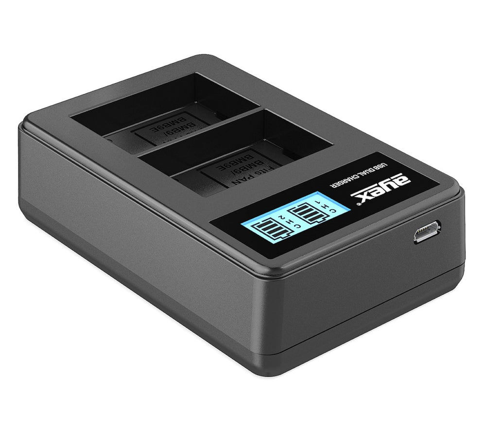 USB Dual Ladegerät für Panasonic DMW-BMB9 DMW-BMB9E Akkus beleuchtetes Display Ladestandanzeige