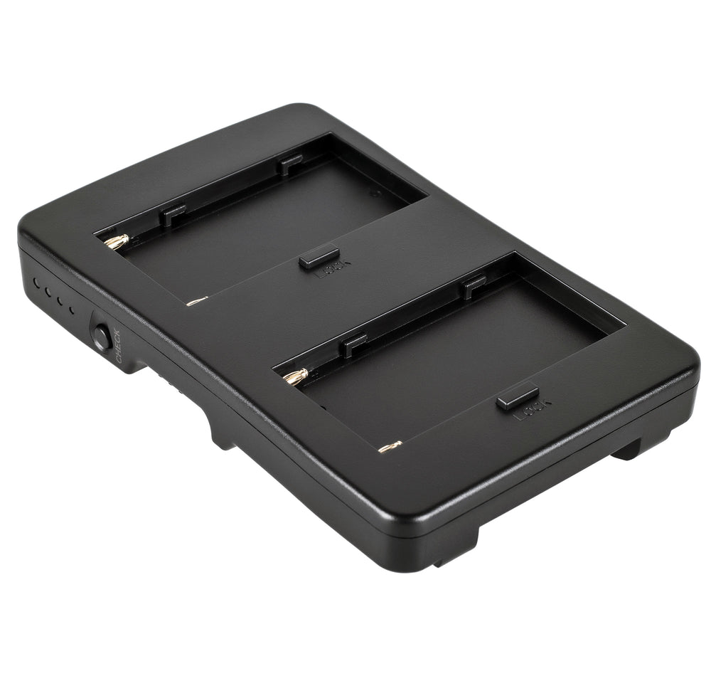 Adapter Platte für 2 Sony Akkus Typ NP-F970 F770 F570 Zeitgleich sicher & schnell Akkus wieder aufladen