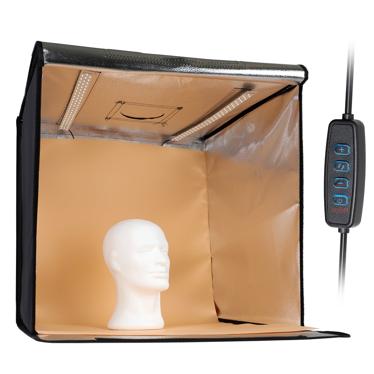 ayex Fotostudio Set Foto Box mit LED Licht und Hintergrund-Folie, optimal für Produktfotografie