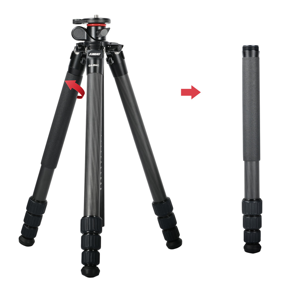 JUSINO Flexibles Karbon-Stativ max. 170cm bis 18Kg belastbar neigbare & entfernbare Mittelsäule