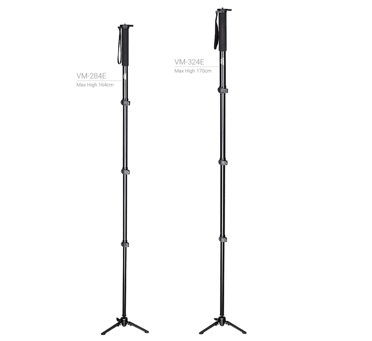JUSINO Monopod mit abnehmbarem Fuß Tischstativ Schnellspann-Clips bis 164cm 10kg VM-284E