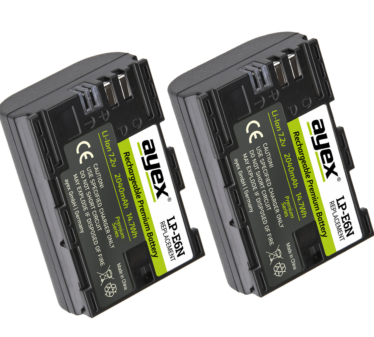 ayex Power Set mit 2x LP-E6N Akku + USB-Ladegerät inkl. Kfz-Ladekabel für zB Canon EOS R 90D
