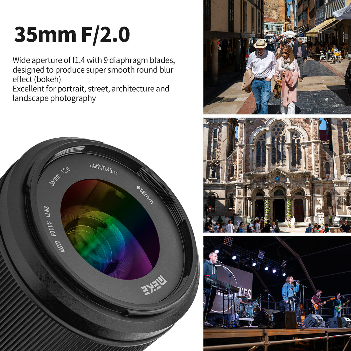 Meike Vollformat Objektiv 35mm F2.0 AF STM Autofokus für Sony E Mount Kameras
