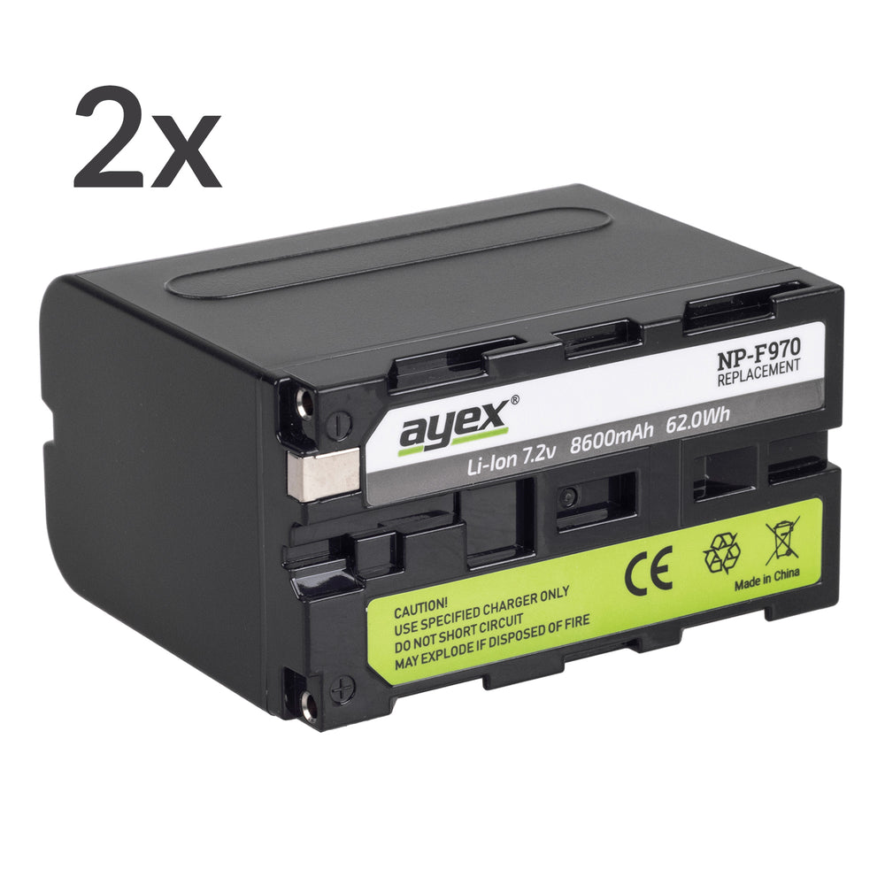 NP-F970 Akku 2er Set für z.B. Sony Camcorder ersetzt NP-F960 NP-F750 NP-F950 NP-F730 NP-F930 o.ä.