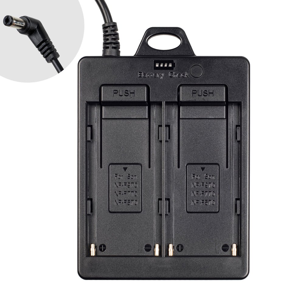Batterie-Adapterplatte Dual-Slot NP-F970 F770 F570 DC Ausgang Ideal für V-Mount Akkus