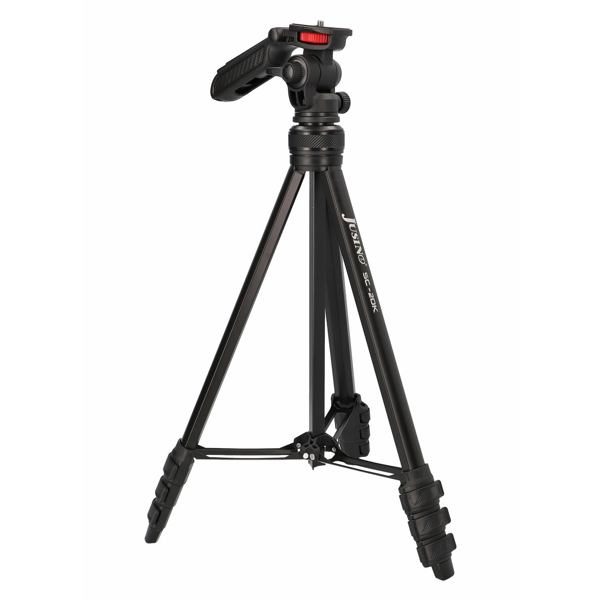 JUSINO leichtes Traveller Stativ 4 Segmente bis 139cm Aluminium 2,5kg belastbar
