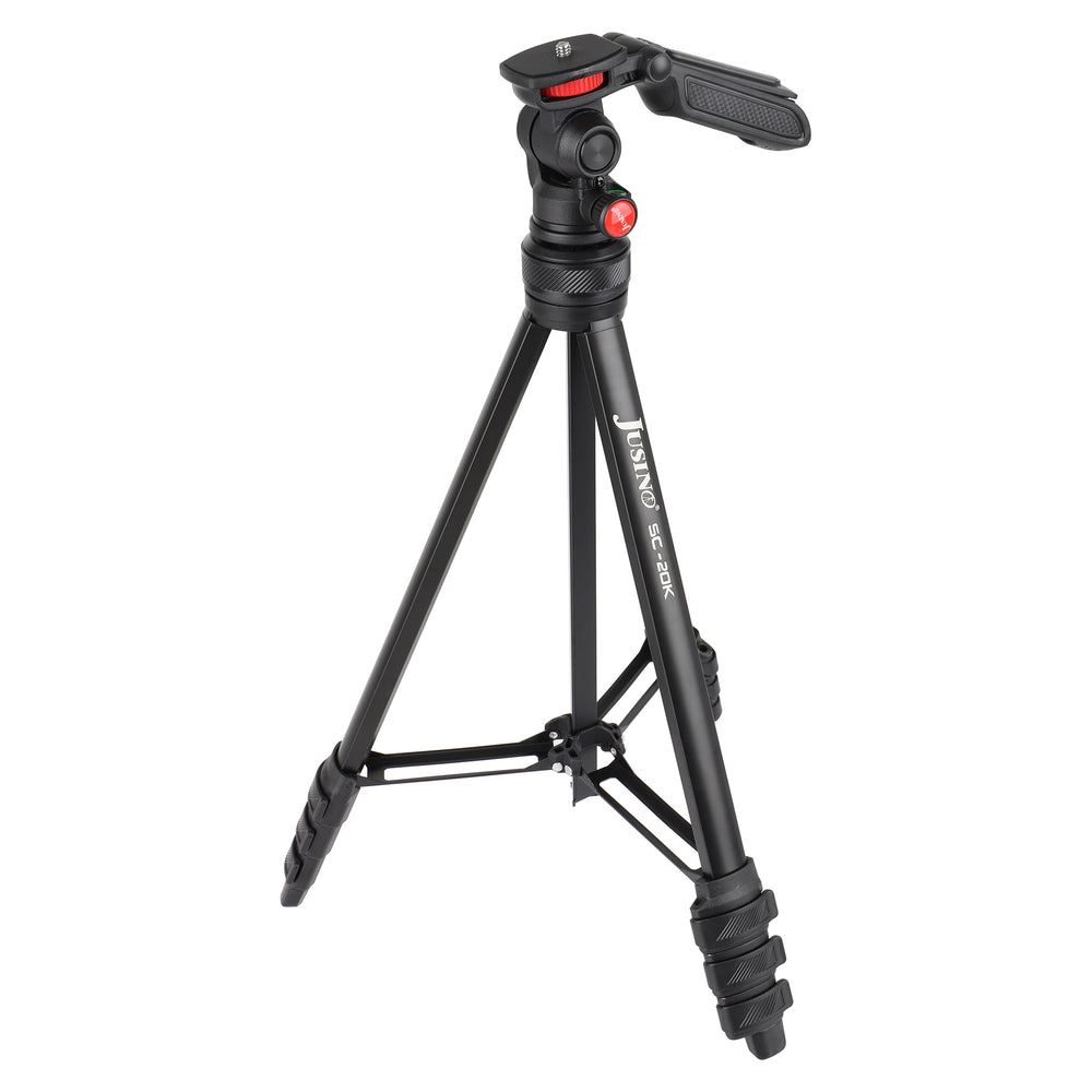 JUSINO leichtes Traveller Stativ 4 Segmente bis 139cm Aluminium 2,5kg belastbar