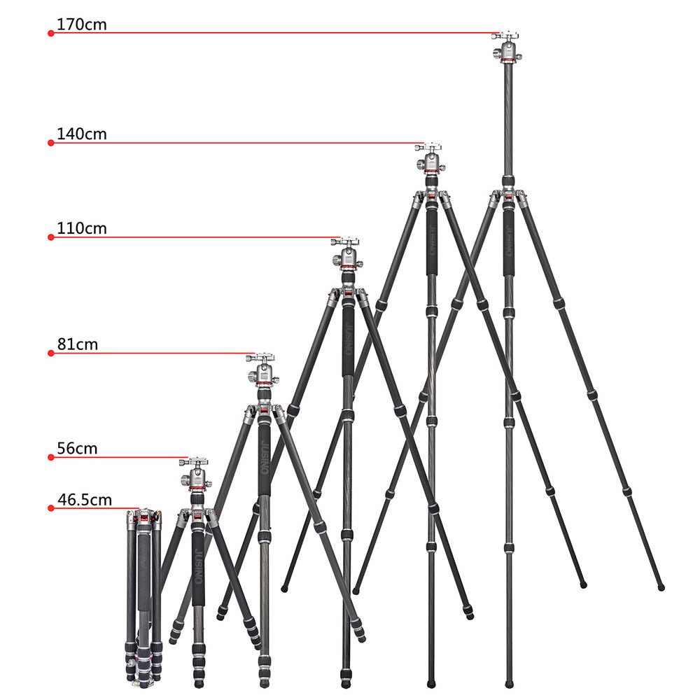 JUSINO Leichtes Karbon Tripod Monopod mit Kugelkopf bis 160cm 12kg FGS-30 TK-254C