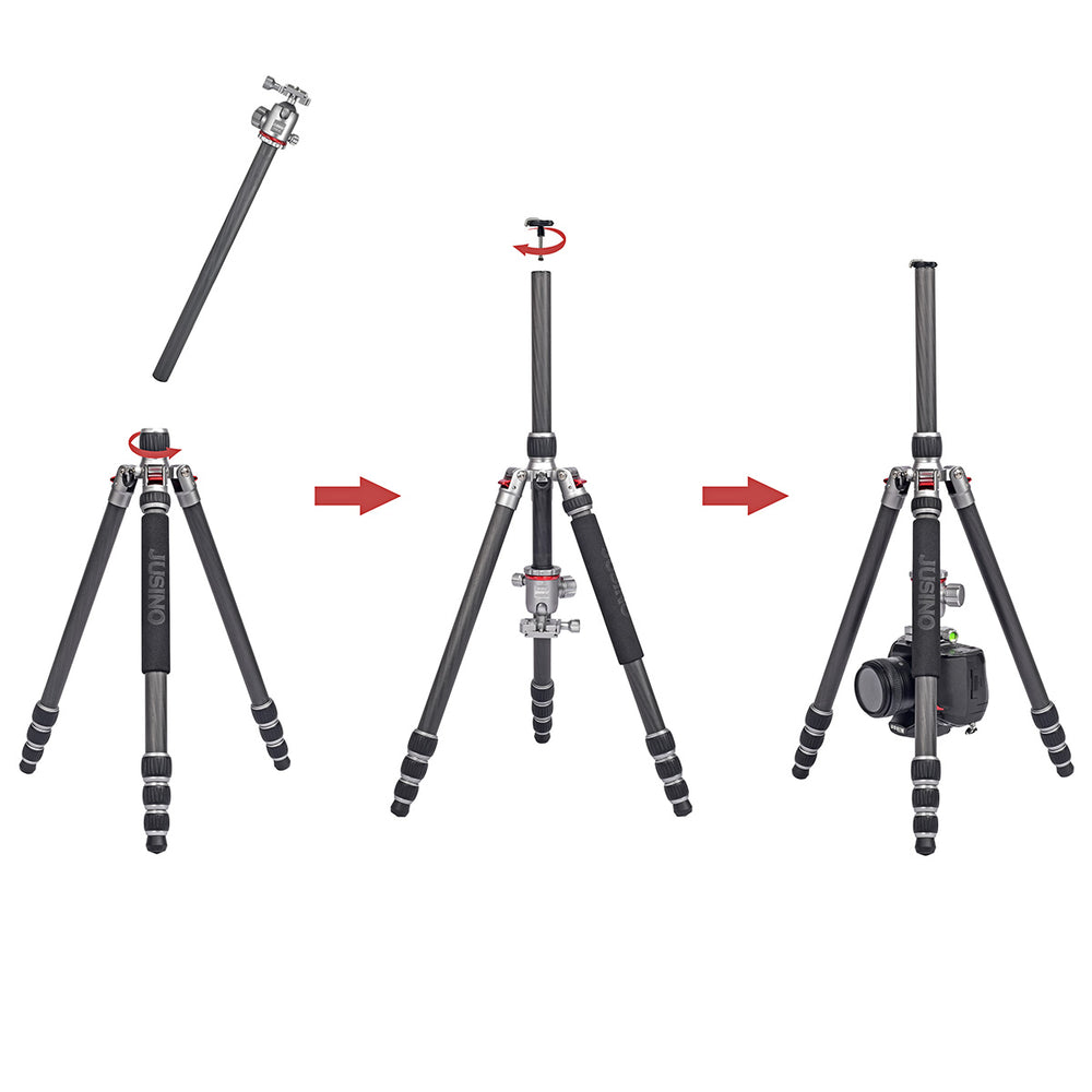 JUSINO Leichtes Karbon Tripod Monopod mit Kugelkopf bis 160cm 12kg FGS-30 TK-254C